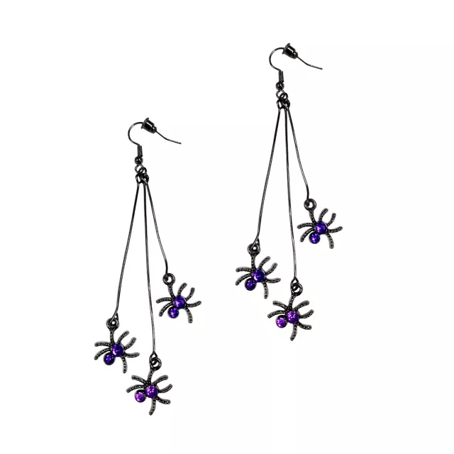 Purple Spider Dangle Earrings