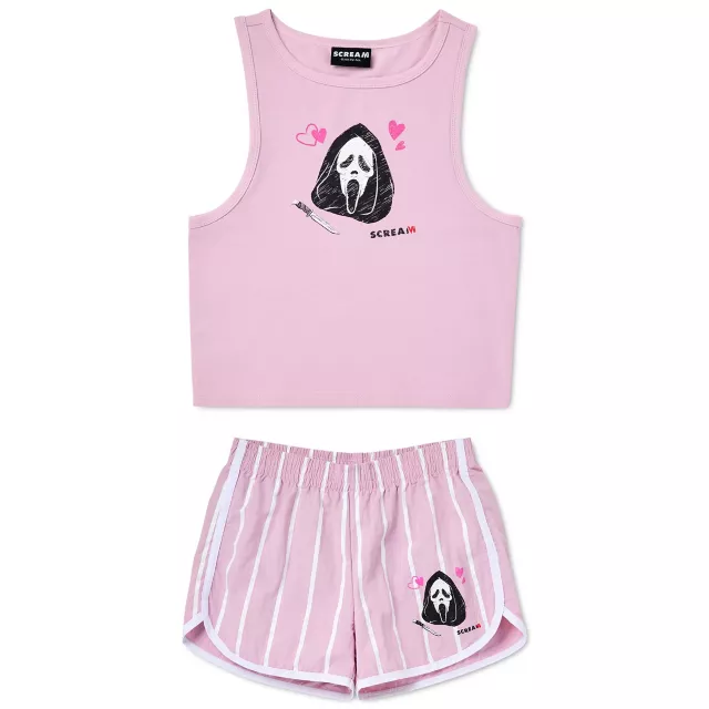 Pink Ghost Face Tank Top and Shorts Set - Scream