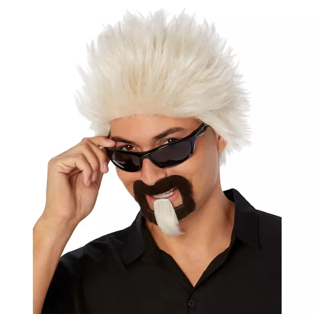 Bleached Spikes Wig With Goatee