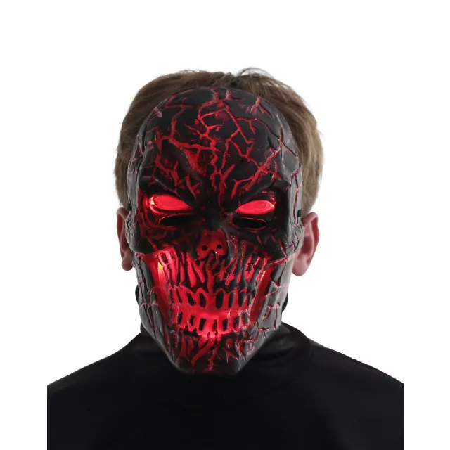 Light-Up LED Horror Scorched Skull Half Mask