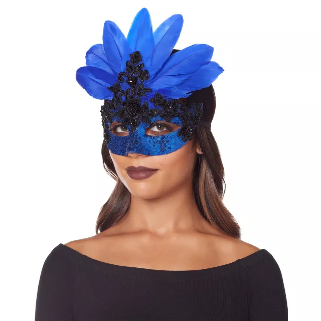 Blue Feather Eye Mask