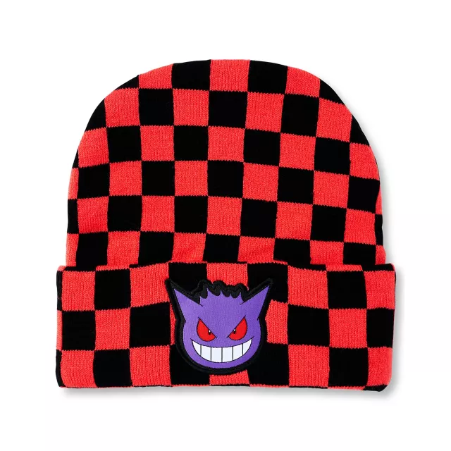 Black and Red Checker Gengar Cuff Beanie Hat - Pokémon