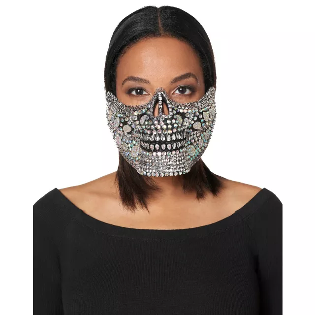 Glam Skeleton Rhinestone Half Mask