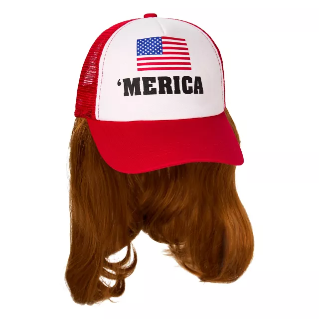 'Merica Trucker Hat with Attached Wig