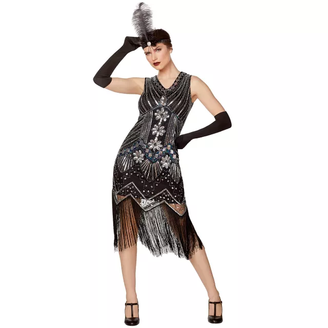 Adult Black Beaded Flapper Dress