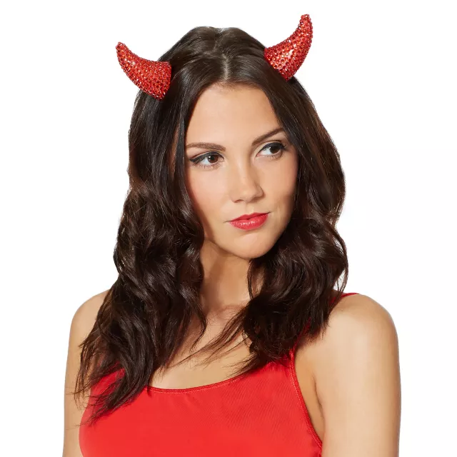 Red Rhinestone Devil Horns