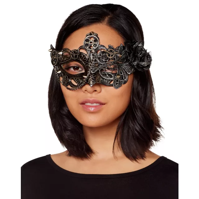 Silver Steampunk Eye Half Mask