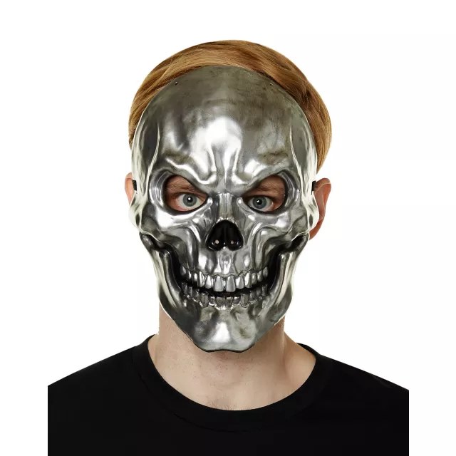 Silver Metallic Skull Half Mask