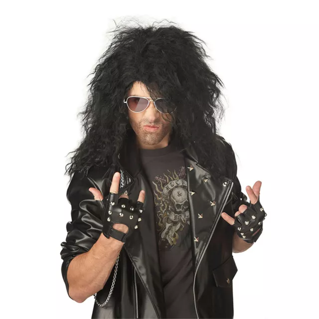 Black Heavy Metal Rocker Wig