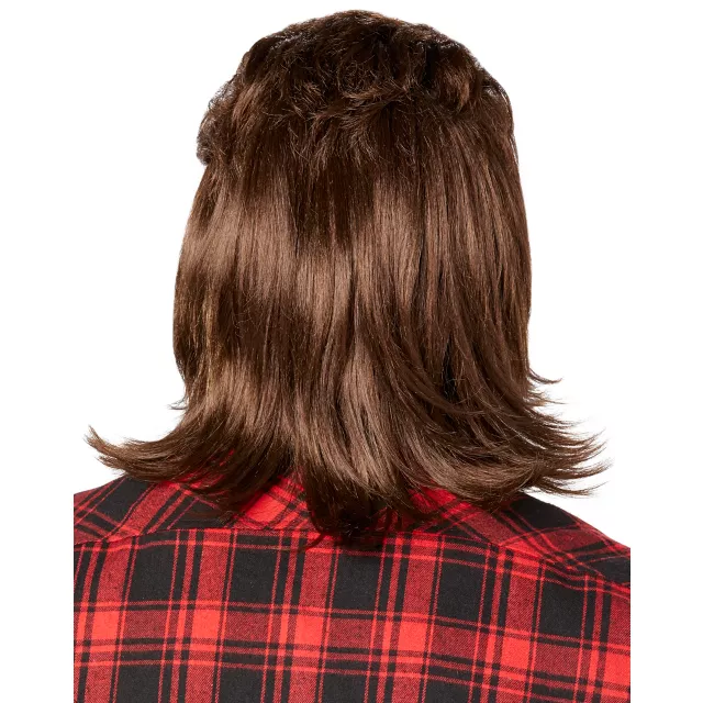 Brown Mullet Wig With Mustache
