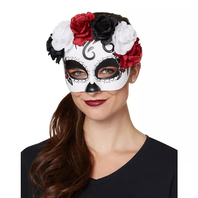 Day of the Dead Rose Half Mask