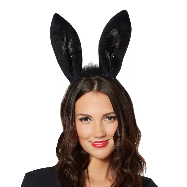 Black Sequinned Trimmed Bunny Ears