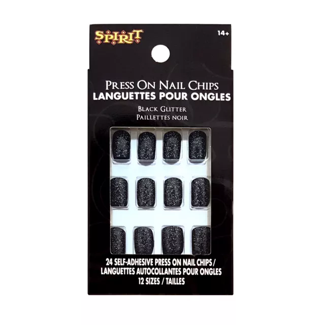 Black Glitter Press On Nails