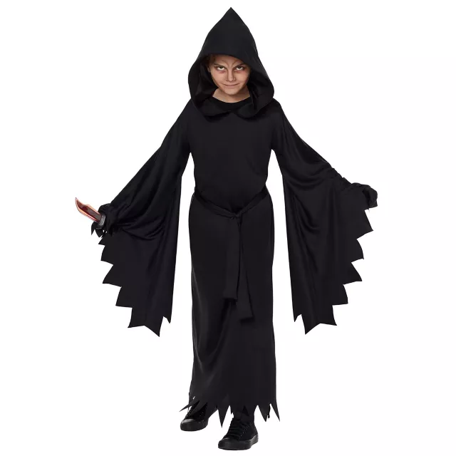 Kids Hooded Black Robe Costume