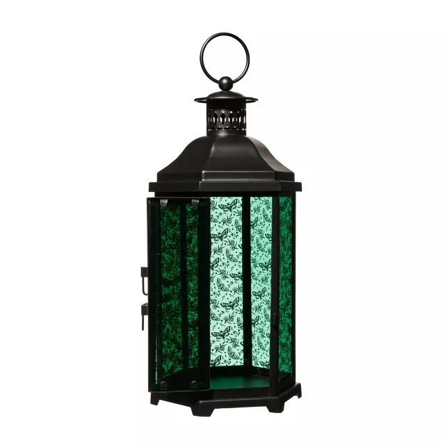 Teal Glass Death Moth Lantern