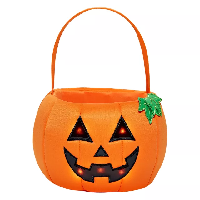 Light-Up Pumpkin Plush Treat Bucket