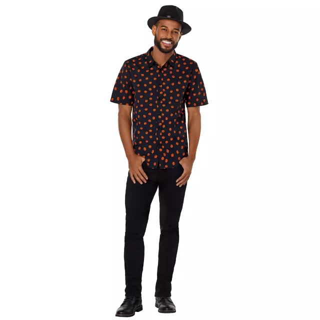 Pumpkin Print Button Down Shirt