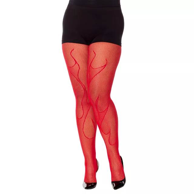 Red Devil Flame Fishnet Stockings