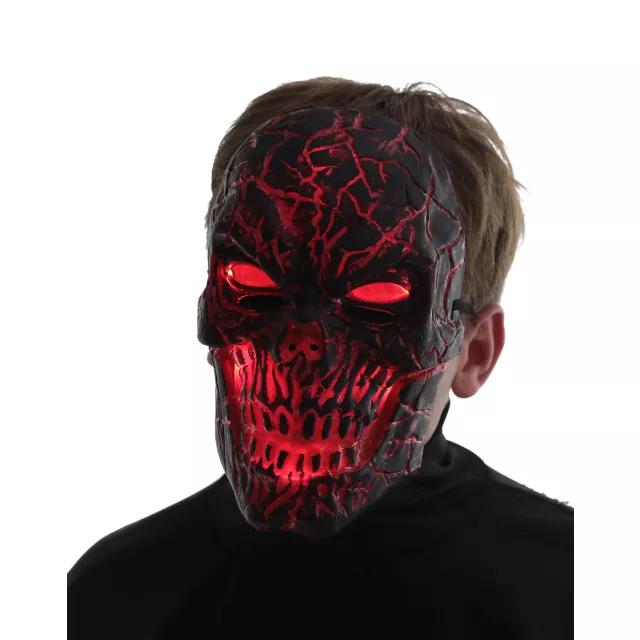 Light-Up LED Horror Scorched Skull Half Mask