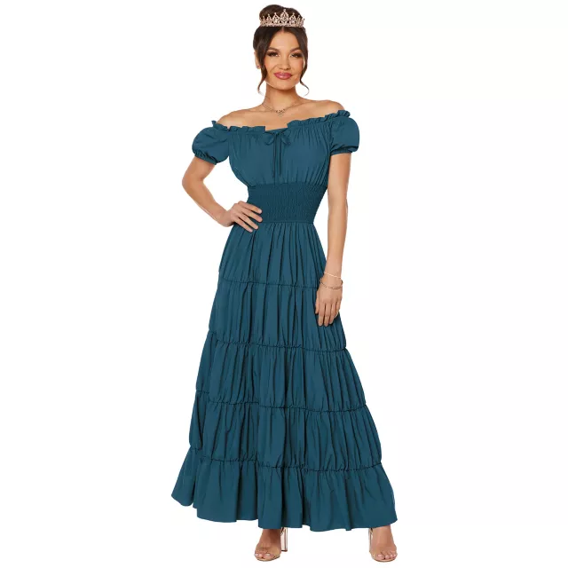 Adult Teal Peasant Dress
