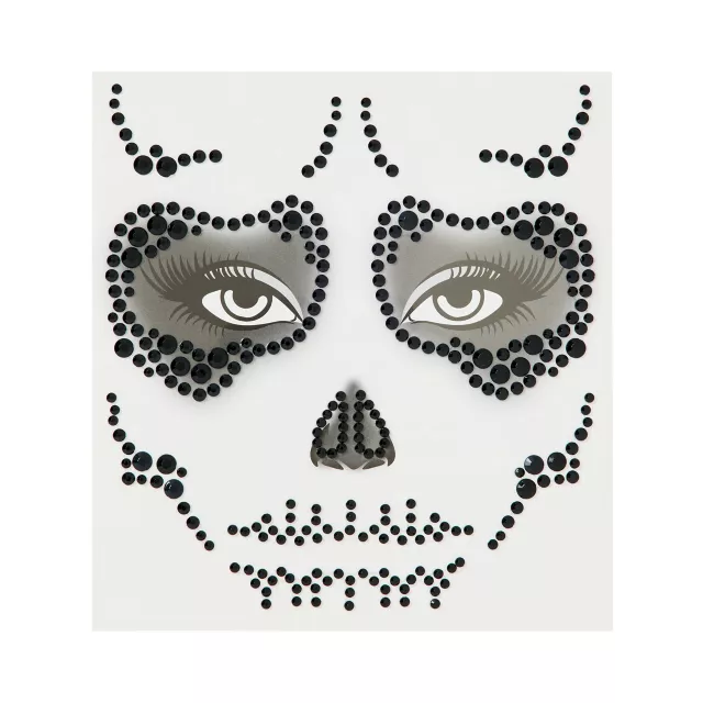 Black Skeleton Gem Face Decal