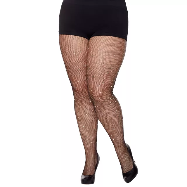 Fallen Angel Rhinestone Fishnet Stockings