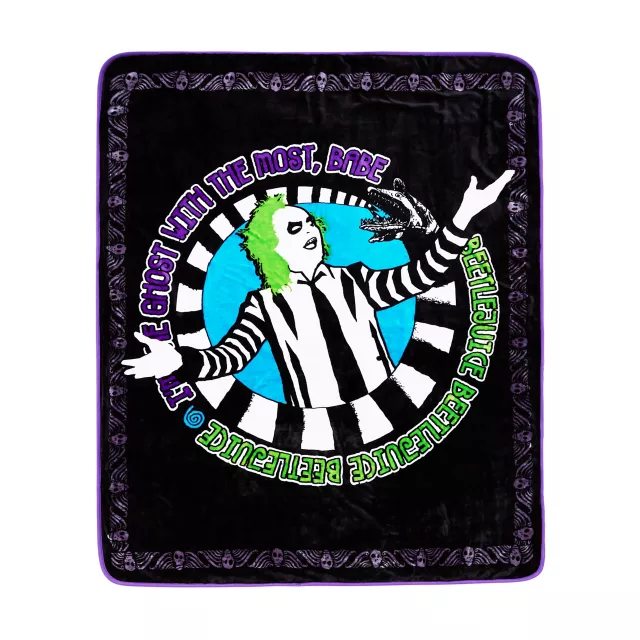 Reversible Beetlejuice Fleece Blanket