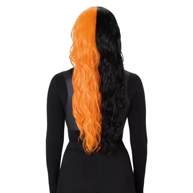 Heat Resistant Black and Orange Split Wig