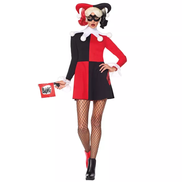 Adult Harley Quinn Red and Black Dress Costume - DC Villains