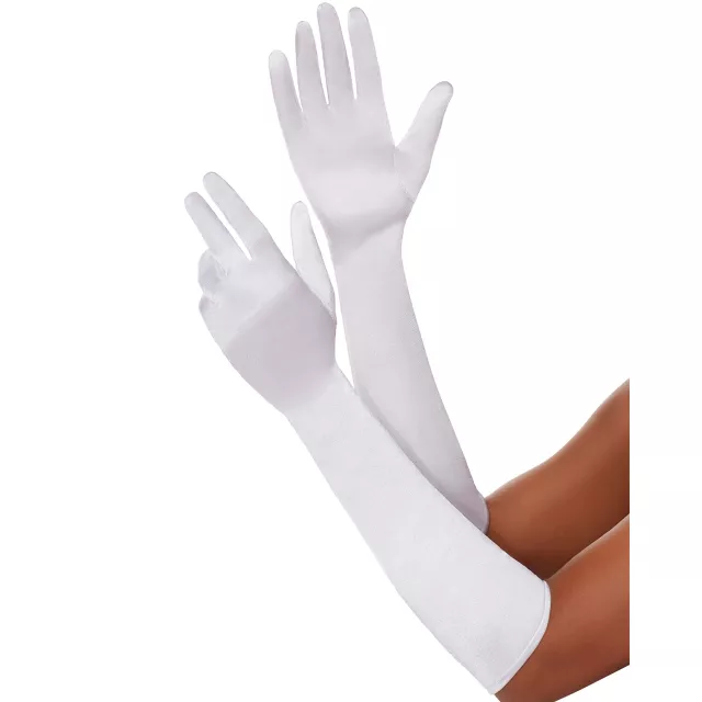 White Satin Gloves