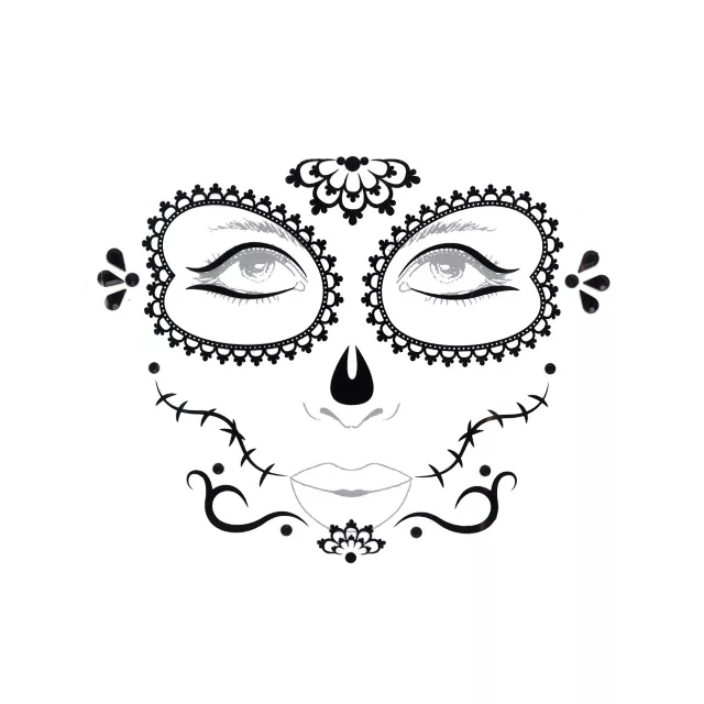 Black and White Sugar Skull Face Decal