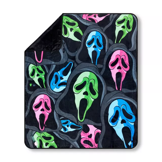 Ghost Face Tricolor Mask Fleece Blanket