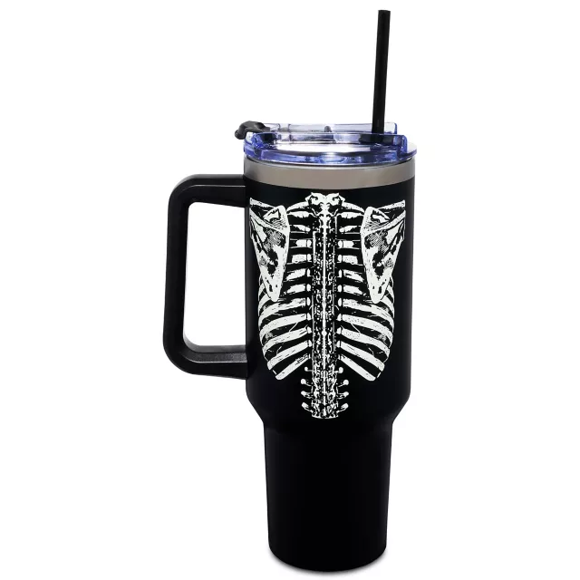 Glow in the Dark Rib Cage Travel Tumbler with Straw - 40 oz.