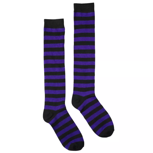 Black and Purple Striped Knee High Socks