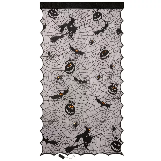 Light-Up Lace Spider Web Window Curtain