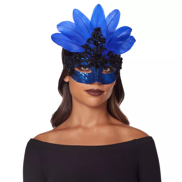 Blue Feather Eye Mask