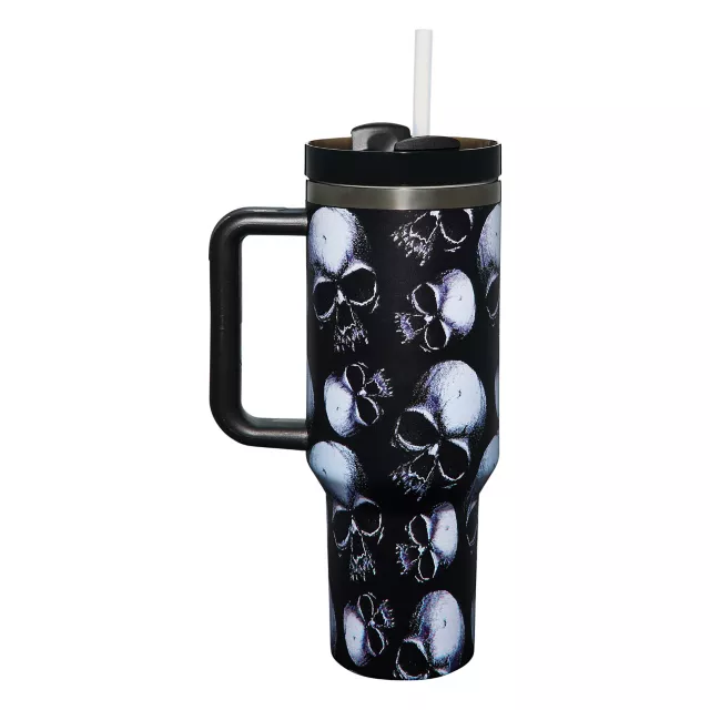 Skull Portable Travel Tumbler with Straw - 40 oz.