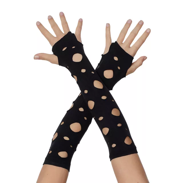 Tattered Black Arm Warmers
