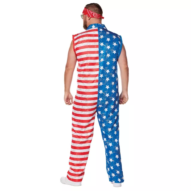 Adult Stars and Stripes Plus Size Jumpsuit Costume