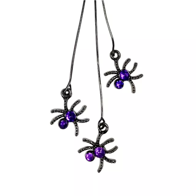 Purple Spider Dangle Earrings