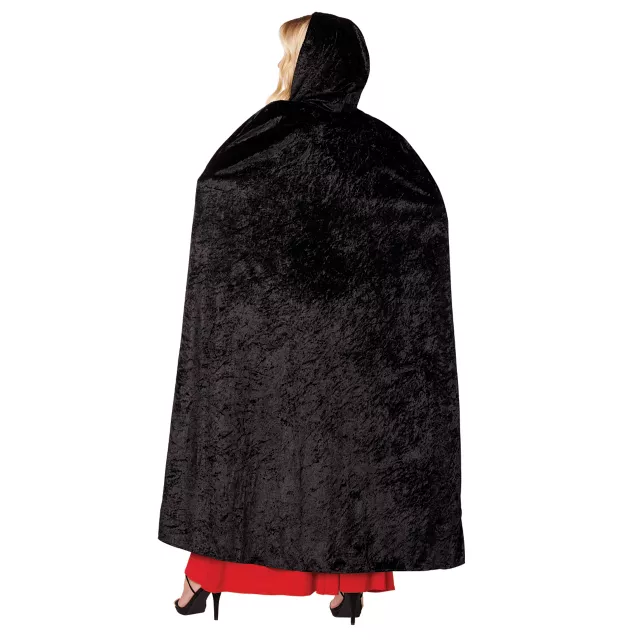 Black Velvet Hooded Womens Cape