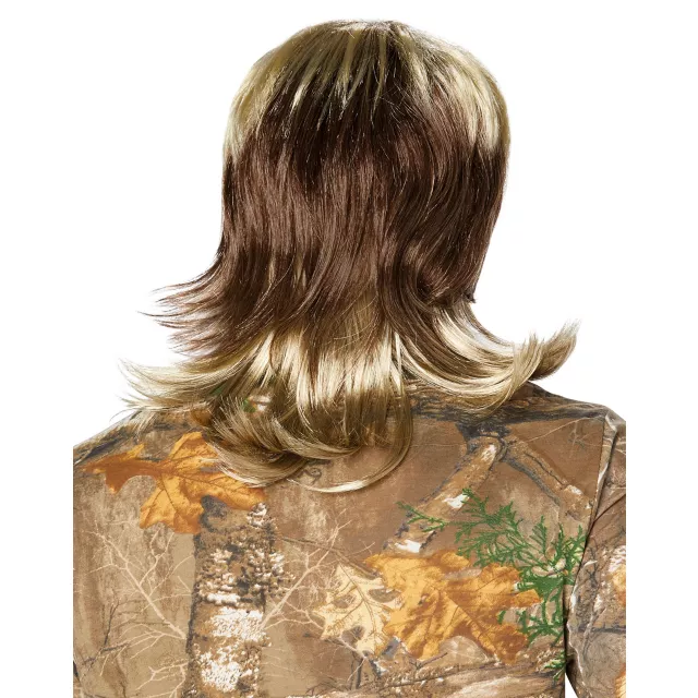Blond Mullet Wig With Mustache