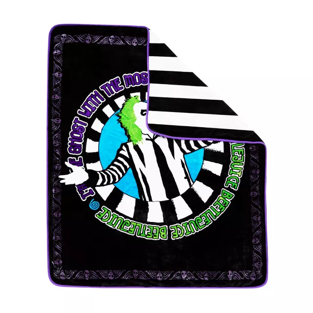 Reversible Beetlejuice Fleece Blanket
