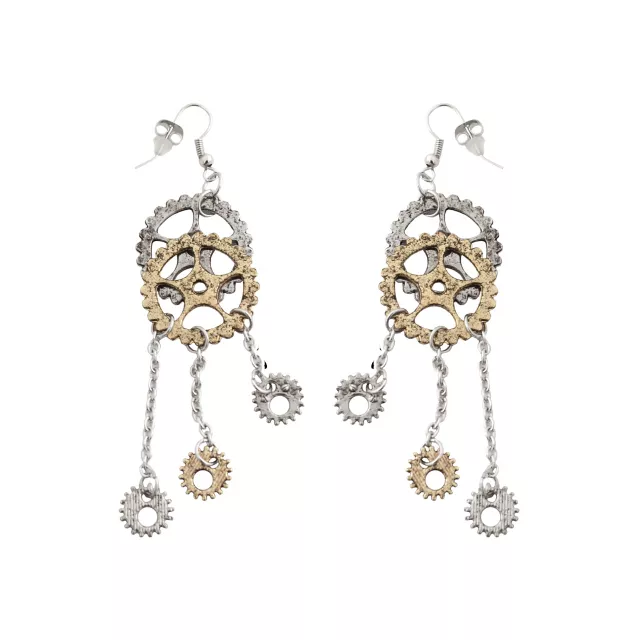Steampunk Gear Dangle Earrings