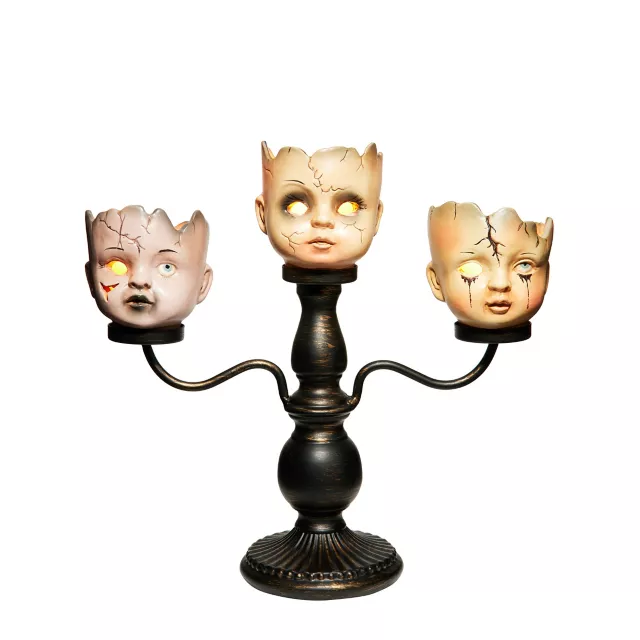 Gothic Noir Doll Head Candelabra