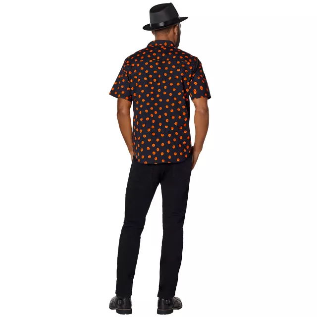 Pumpkin Print Button Down Shirt