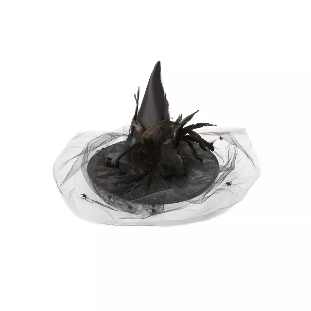 Feathered Black Witch Hat