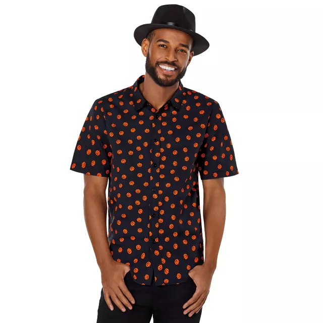 Pumpkin Print Button Down Shirt
