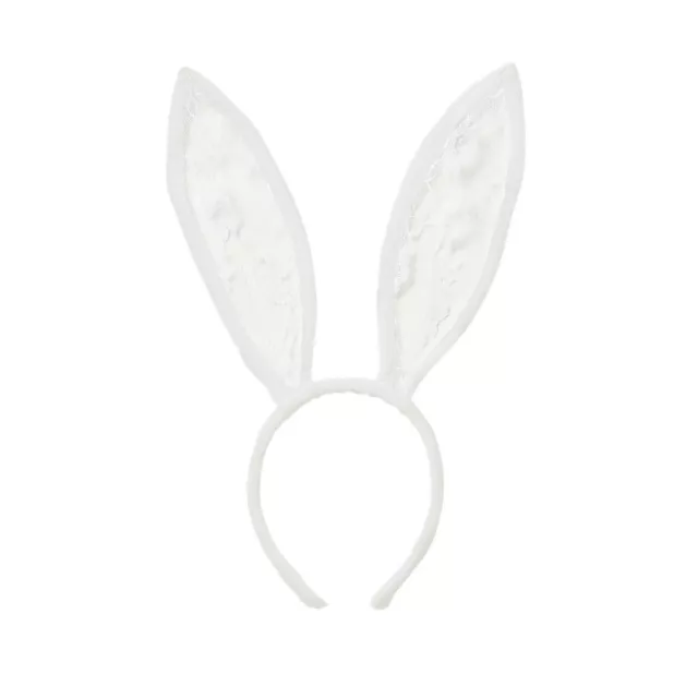 White Velour and Lace Bunny Ears