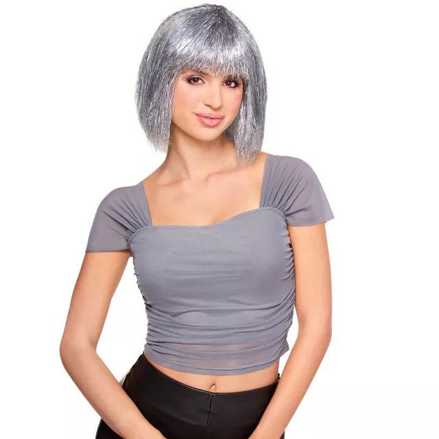 Silver Tinsel Pageboy Wig